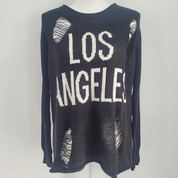 XXI Black Graphic Distressed Los Angeles Sweater - Picture 5 of 10